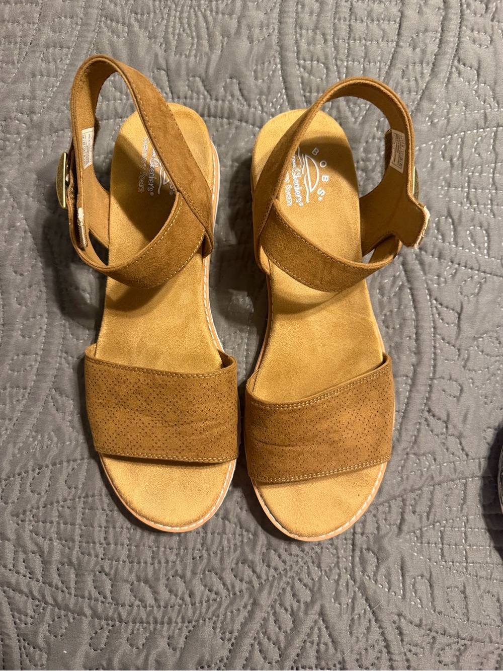 Skechers Women's Tan Suede Ankle-Strap Sandals